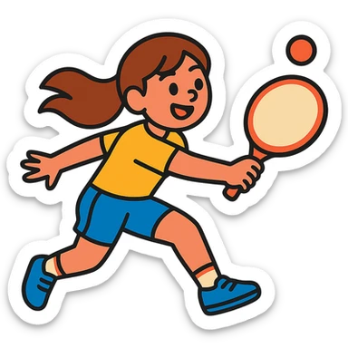 vibrant toon style brown-haired girl playing tamburello sport sticker
