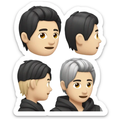 white skin color japanese man with black anime hair, make it from shoulders and create only one emoji sticker