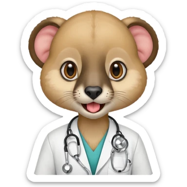 un suricate médecin avec un stetoscope qui tire la langue sticker