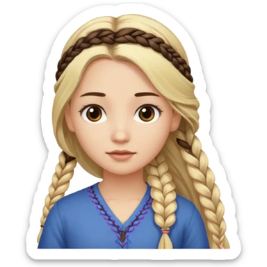 Girl long flowing blonde hair and  girl with DARK BROWN HAIR ONE BRAID on one side.   sticker