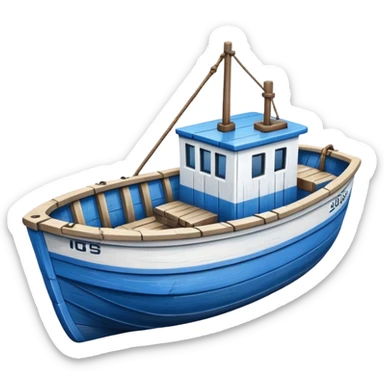 Design a small fishing boat with nets sticker