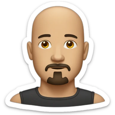 bald man with a goatee and serious sticker