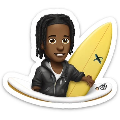 Asap rocky on a surfboard sticker