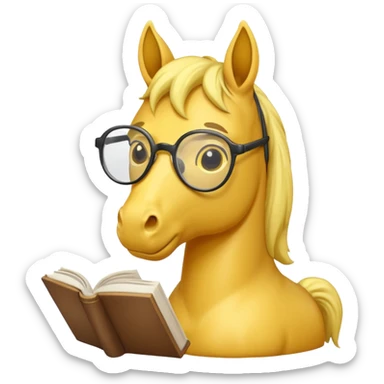 yellow horse read book with glasses sticker