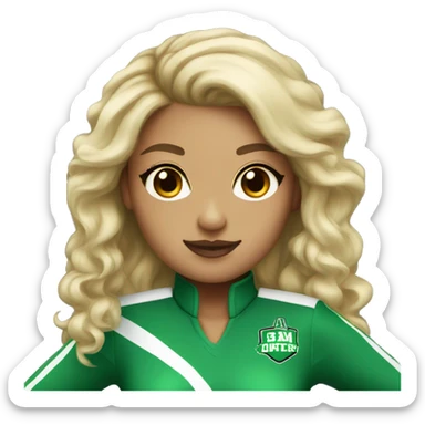 light skin cheerleader green uniform sticker