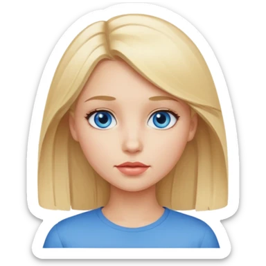 A girl with medium-length blonde hair, blue eyes, small lips.  sticker