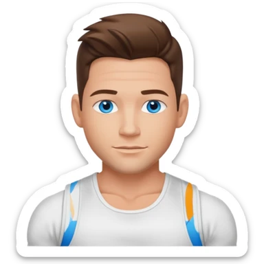 Jeff Timmons blue eyes, brown hair, white tank top sticker