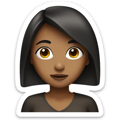 Girl with tan skin and black hair covering her eyes sticker