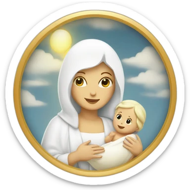 White Mary with white baby Jesus sticker