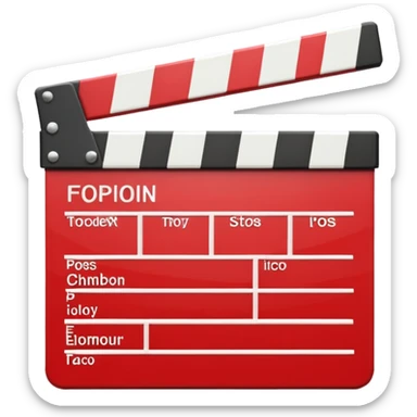 red clapperboard used in filmmaking, cute and stylish design sticker
