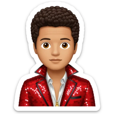Bruno Mars with Light Tan Skin, Dark Brown Hair, Red Sequin Outfit sticker