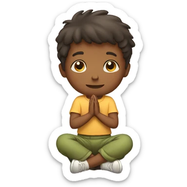 Boy kneeling in prayer with arms folded sticker