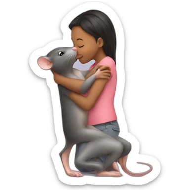 a girl kissing a rat sticker