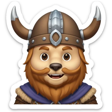 a cartoon Viking bear with horned cap sticker