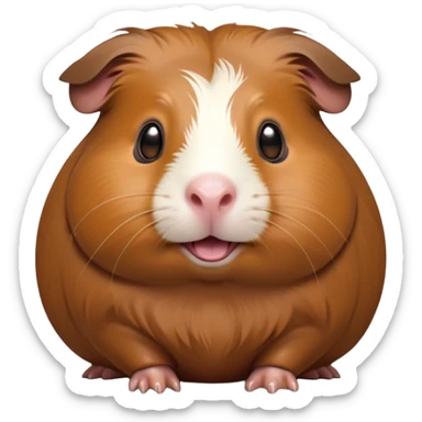 Cinematic Comical Brown Guinea Pig Portrait Emoji, Head tilted dramatically with an exaggeratedly amused expression, featuring a sleek brown coat with a naturally scrunched little face, wide, expressive dark eyes filled with playful disbelief, Simplified yet hilariously expressive features, highly detailed, glowing with a slightly sassy glow, high shine, dramatic yet playful, stylized with an air of cheeky mischief, bright and endearing, soft glowing outline, capturing the essence of a spirited and over-the-top guinea pig, so meme-worthy it feels like it could side-eye its way into internet fame instantly! sticker
