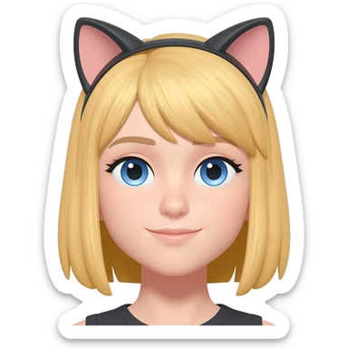 fille blonde yeux bleu oreille chat sticker