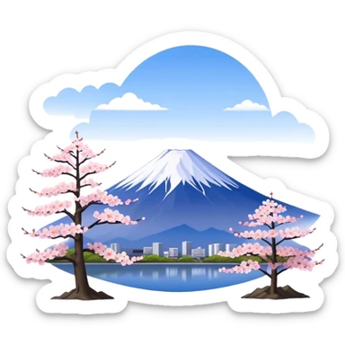 mount fuji with sakuras, no frame sticker