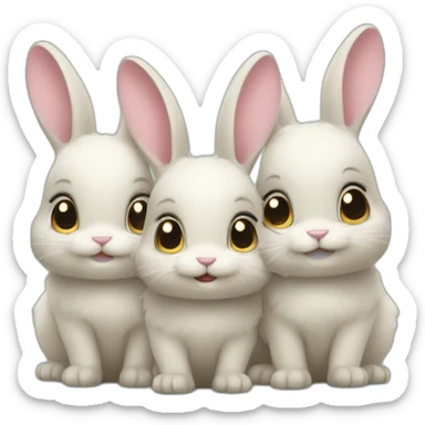 three small bunnies  sticker