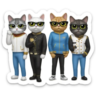 4 cats dressed as the band weezer sticker