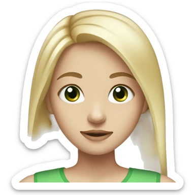 girl, straight blonde hair, green eyes, white skin sticker