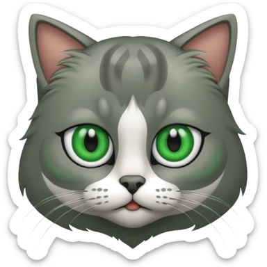 Gato con solo un ojo verde de color gris  sticker