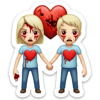 Zombies made out of heart emojies fighting sticker