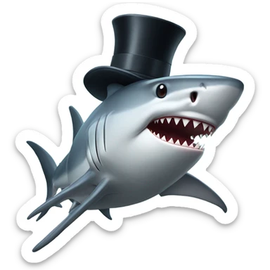 Shark with a top hat sticker