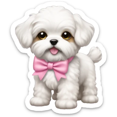 Schichon puppy pink bow sticker