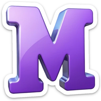 3D text that spells "me" in a shiny purple font  sticker