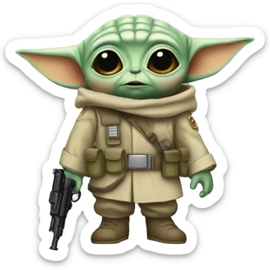 Baby yoda soldier sticker