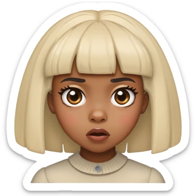 Scared black girl with puffy bangs sticker
