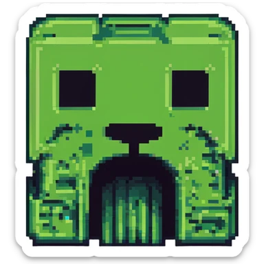 blocky minimal square pixel art Minecraft creeper face, very simple shapes sticker