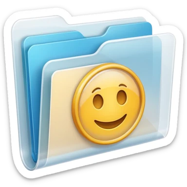 A **simple emoji-style icon** of a **transparent white plastic folder**, minimal and clean, with **rounded corners**, subtle translucency, soft shading, and a **small Concert arena symbol** on the front.
 sticker