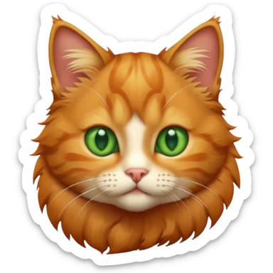 A high-resolution photo-realistic digital illustration of a solid ginger tabby cat kitten sticker