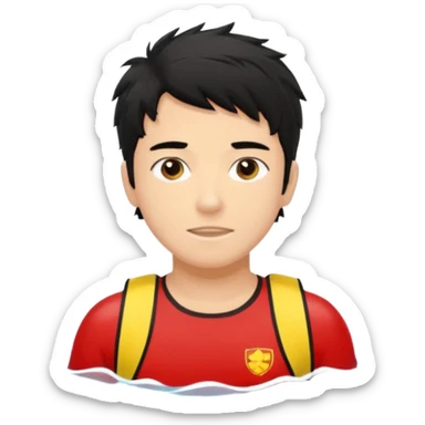 Lifeguard Teenager with Black messy hair swimming to save lives sticker