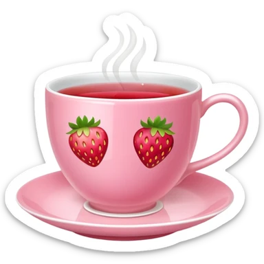 Pink tea cup with strawberry tea in it sticker