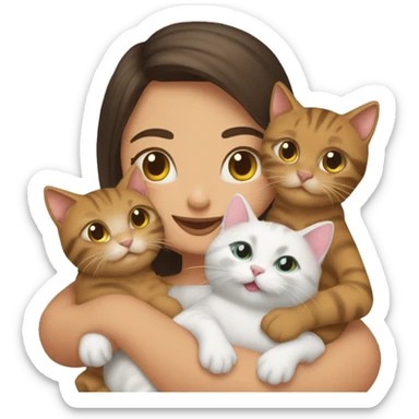 Multiple pet cats in a girl’s lap sticker