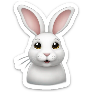Lapin bélier blanc avec une tache noire sur l'oeil sticker