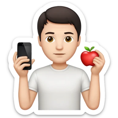Ai create iPhone emoji, With hair comma hair short, Male, and make white shirt sticker