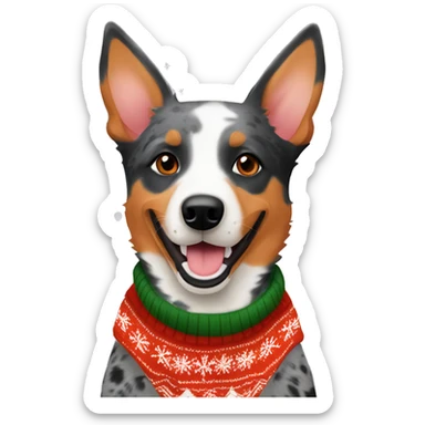 Australian cattle dog orange with christmas sweater  sticker