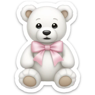 White teddy bear with light pink bow sticker