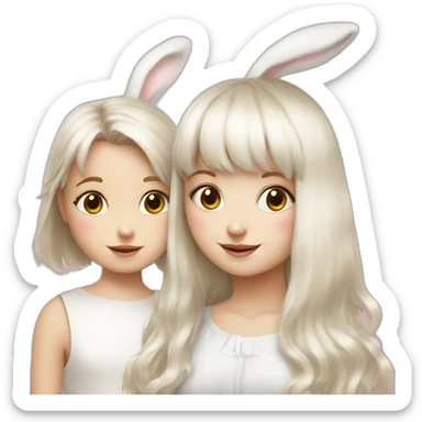 white rabbit with a little girl with bangs sticker