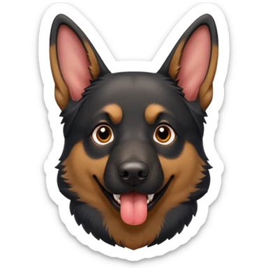 cartoon style dark German Shepherd dog with longer tongue hanging out  sticker