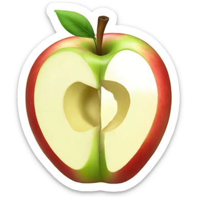 An apple cut in half, showing its interior. sticker
