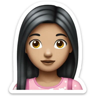 girl with a black straigth hair hello kitty sticker