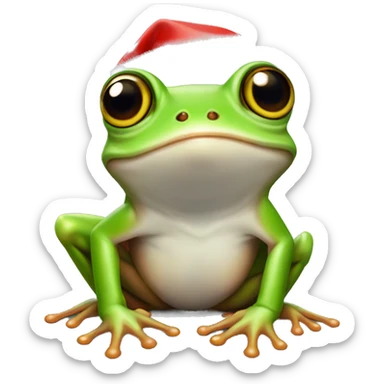Cute tree frog with Santa hat sticker