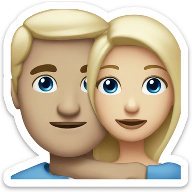 Blond women With Blue eyes Hugging a Man with dark Eyes and Dark hair  sticker