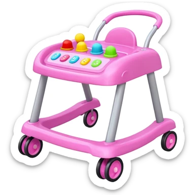 pink baby walker with toys on it sticker