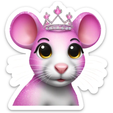 Pink ombre rat with tiara and glitted sticker