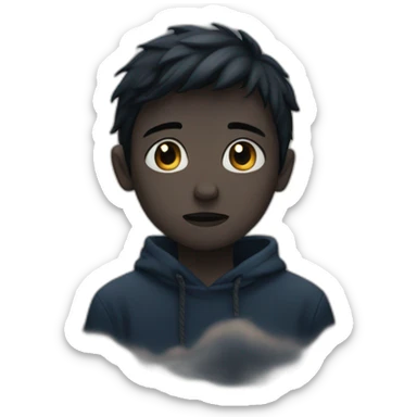 lonely boy under dark sky; nose long of 5 cm sticker